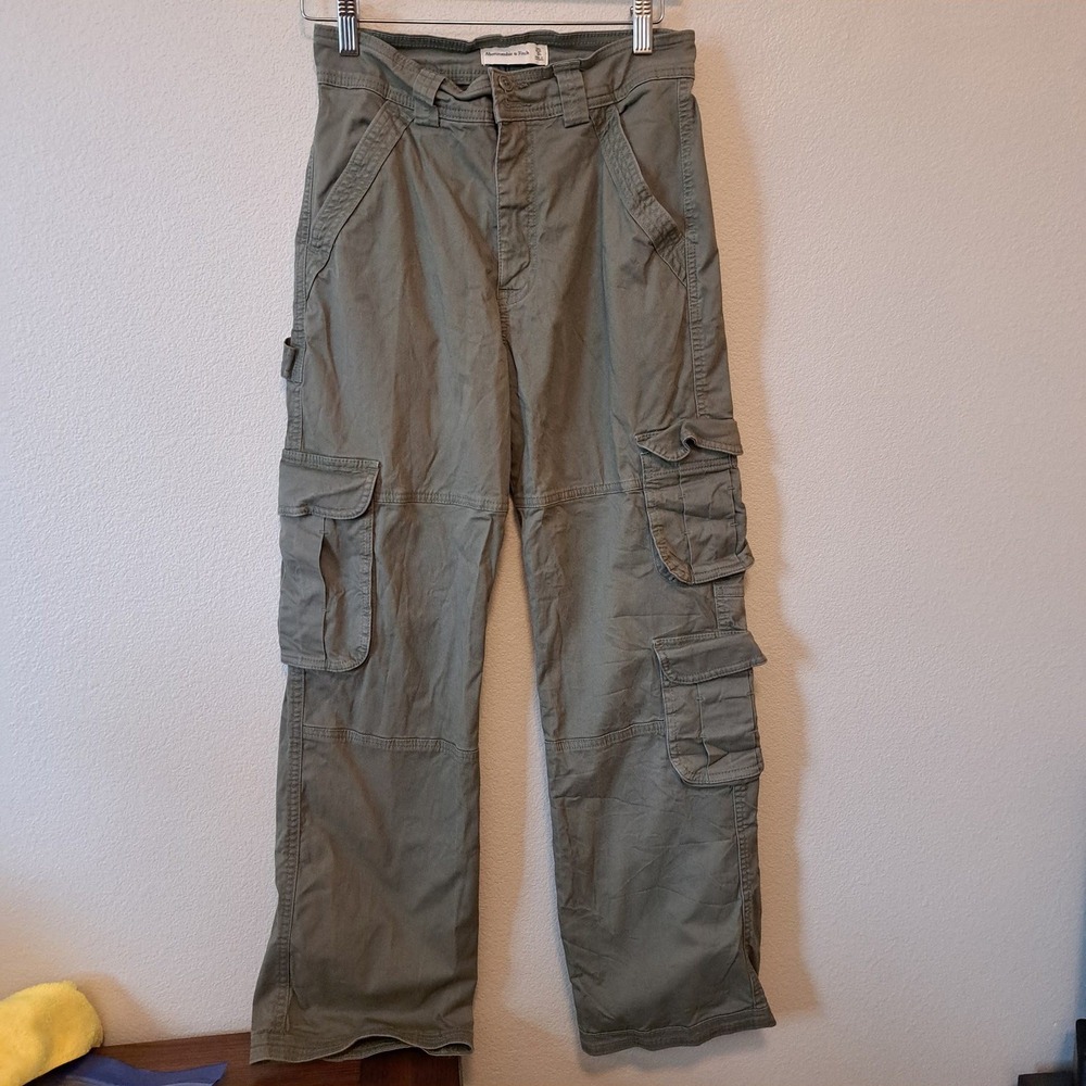 Abercrombie & Fitch Womens Olive Green Cargo Utility Pants Size 25 0S Straight